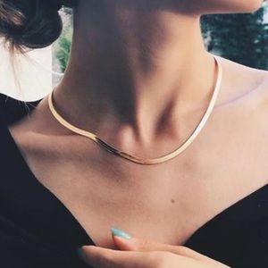 NEW 18K GOLD BLADE FLAT SNAKE CHAIN NECKLACE